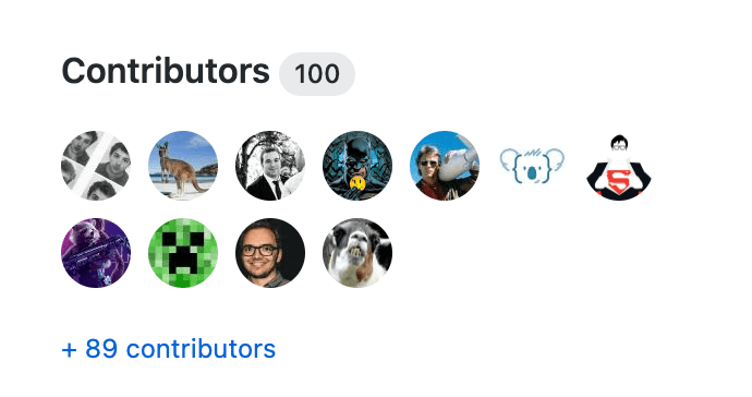 list of the 100 contributors of the project